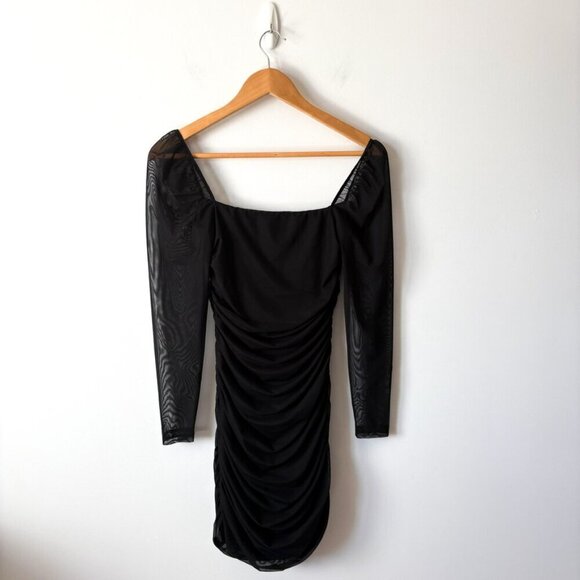 Aritzia Sunday Best Ruched Mesh Bodycon Mini Dress Black Size Small - Picture 4 of 6